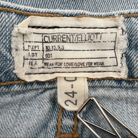 Current/Elliott The Cropped Straight Sealine Destroy Release Hem Jeans Size 24 - Picture 2 of 6
